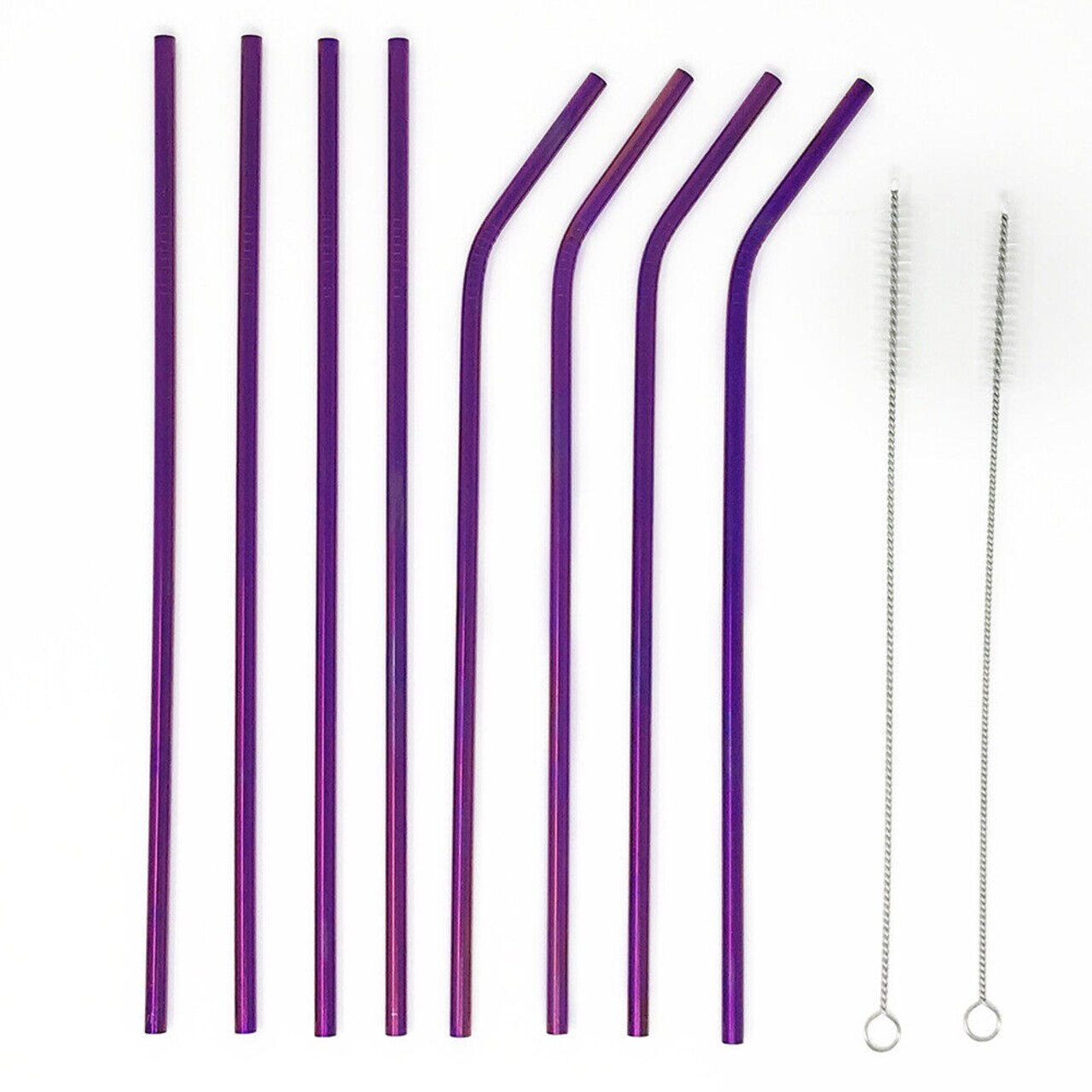 Kitcheniva 8PCS 10.5" Stainless Steel Ultra Long Metal Cocktail Straw And 2 Cleaner Brush